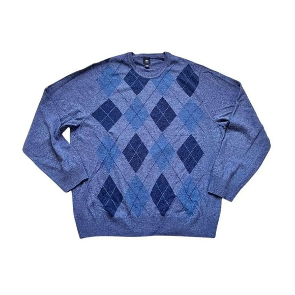 Dockers Classic Blue Argyle Pattern Crewneck Sweater Pullover Size XL - Picture 1 of 3